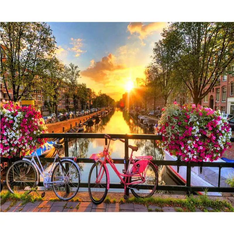 Картина по номерам Фреймы раскраска домашнего декора картинки пейзажа пляжной виллы украшения RSB8315.