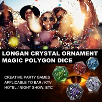 polyhedral dice glazed bead longan crystal gorgeous polygonal dice crystal ornament dichromatic polyhedral numbers game toys