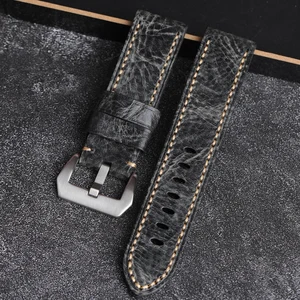 AAA Quality 24mm 26mm Smoky Dark Gray Soft Italy Genuine Leather Watchband For Panerai Big Pilot Wat