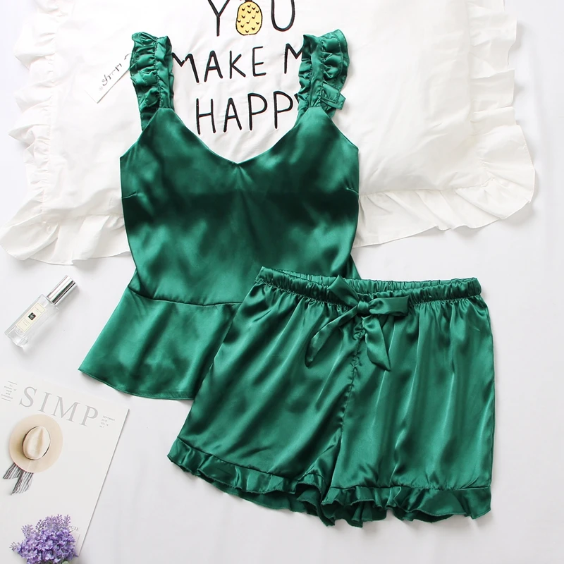 Женский пижамный комплект с оборками для сна и отдыха новинка 2019 Сексуальная