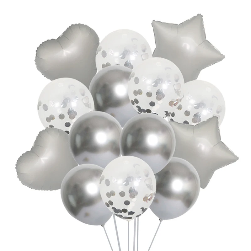 

14Pc/lot Metal Latex Balloons For Wedding Birthday Confetti Balloon Party Ballon Decoration Baby Shower Helium Balloons Gadget