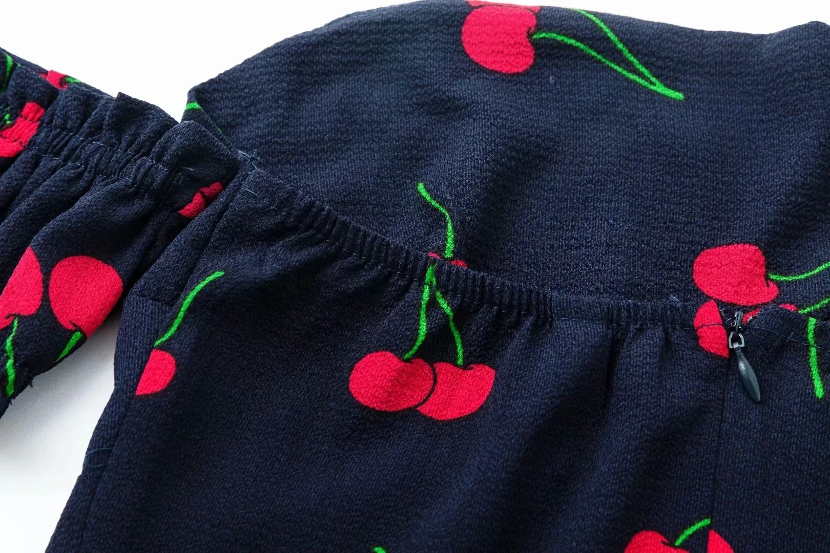 Cherry Printed Skirt Flounced Hanging Shoulder Boob Tube Top Horizontal Neck Dress | Женская одежда