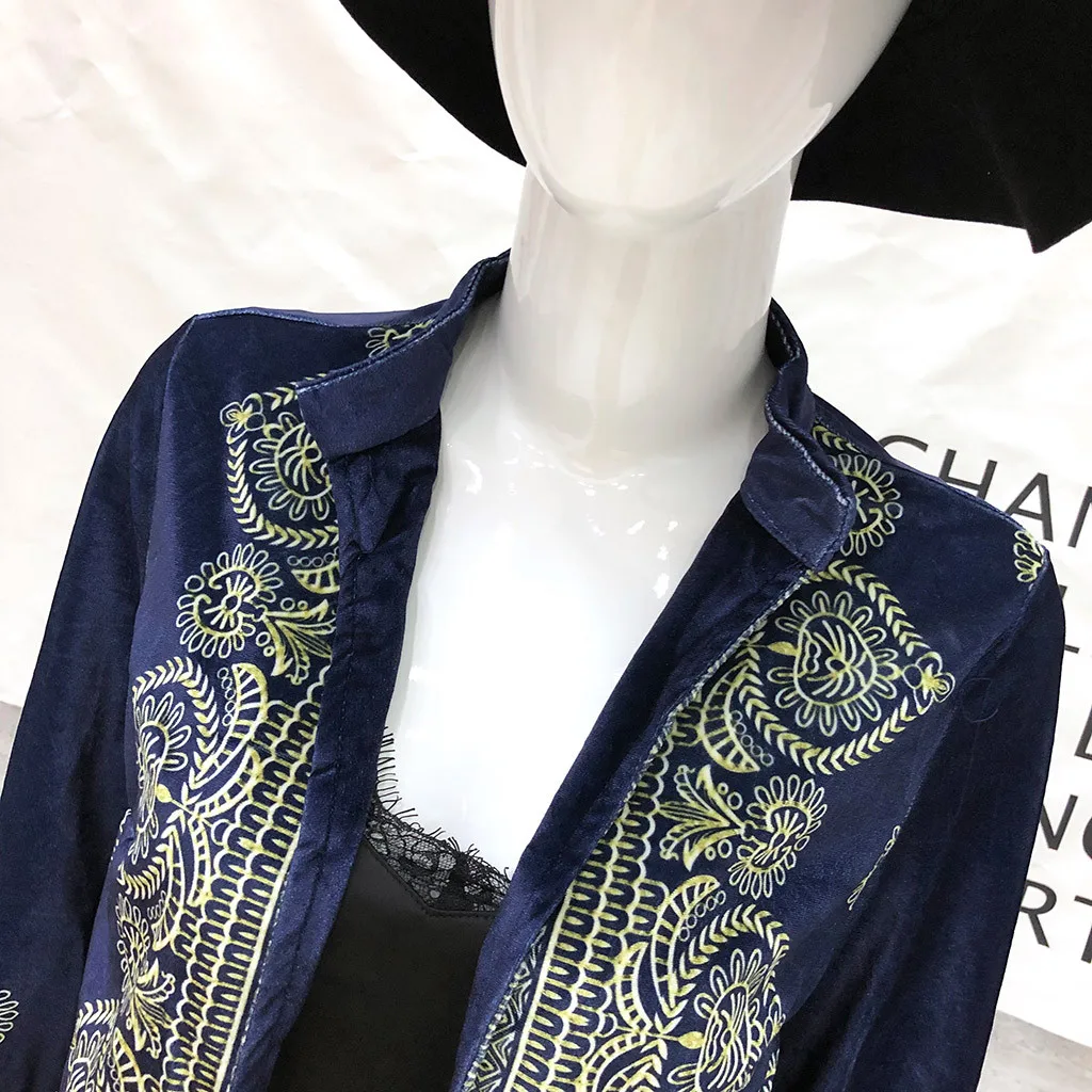 Women Autumn Jackets Coat fashion Coat Printed Open Front 3/4 Sleeve Streetwear Outwear Overcoat Cardigan Suit veste femme#G4