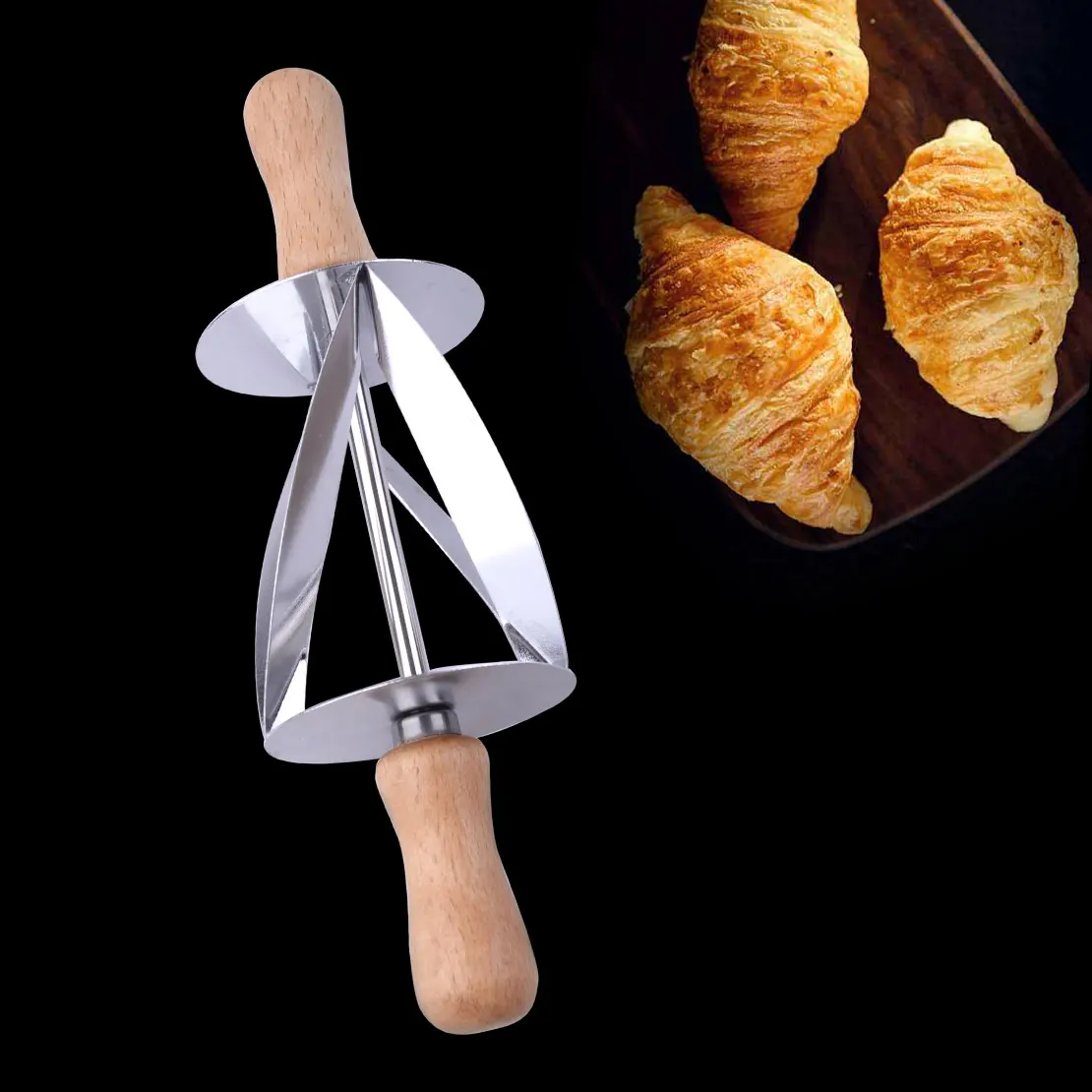 

LETAOSK Croissant Rolling Pin Pastry Dough Roller Cutter Bread Slicer Baking DIY Tool Accessories