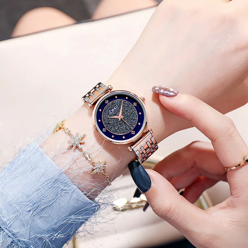 

2021 New Korean Version of The Trend of Simple Temperament Starry Steel Band Watch with The Same Style Student Female Watch