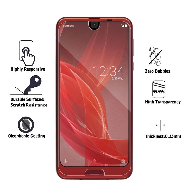 Закаленное стекло для Sharp Aquos R2 защита экрана SH-03K Hard 9H SHV42