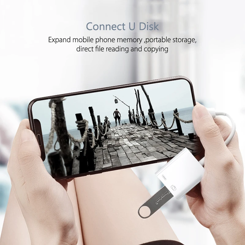 OTG адаптер для iPhone 11 Pro X XS Max 8 USB флэш-накопитель клавиатура Камера кард-ридер конвертер даты для iPad док-станция