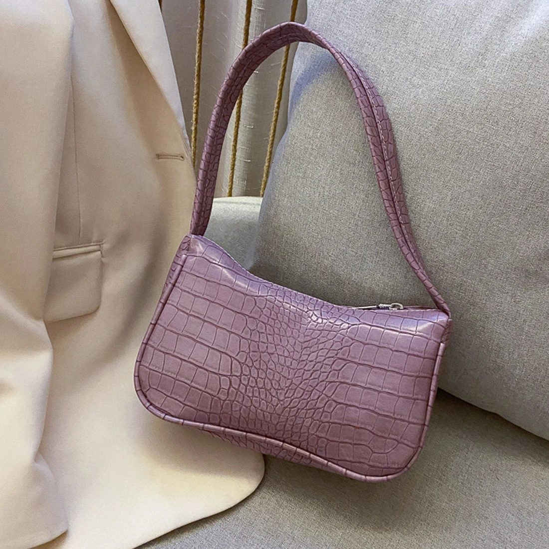 

Casual PU Leather Sling Handbag Purse Women Elegant Chain Shoulder Crossbody Bag Popular Simple Female Daily Bag