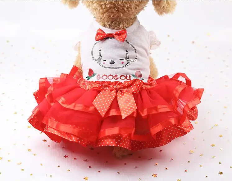 

Summer pet dog clothes Cute Small pet dog cat Puffed veil Dress VIP Teddy Puppy Costume for Chihuahua