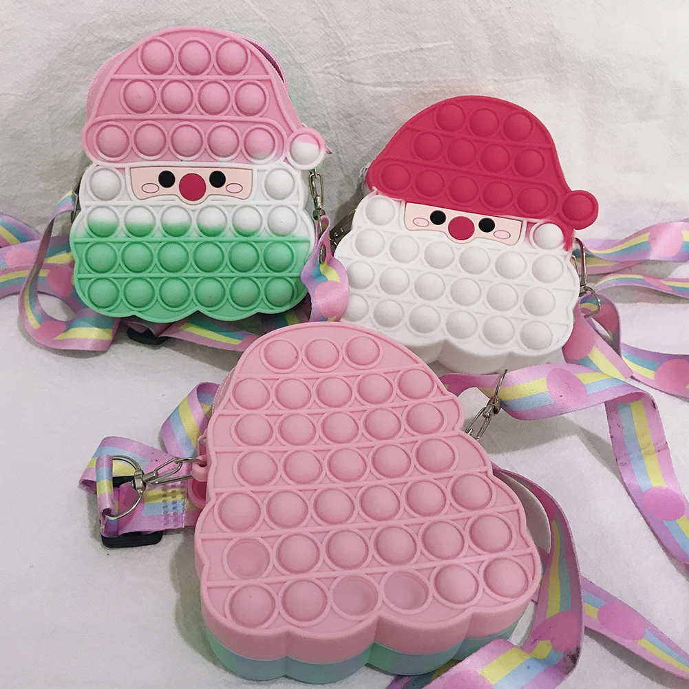 

Santa Crossbody Bag Popping Fidget Toys Its Sensory Push Bubble Simple Dimple Decompression Anti Stress Kids Christmas Gifts