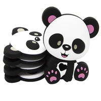 cute idea 1pc panda bpa free food grade silicone beads teether cartoon pacifier toy accessories teething chewy baby toys