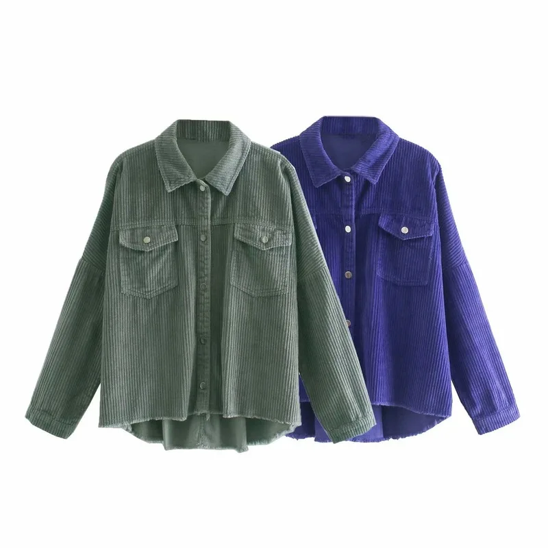 

Autumn Women Purple Corduroy jacket coat turn down collar Ladies Long Sleeve loose oversize boy friend Coat Streetwear jacket