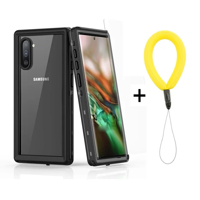 Black A with Strap IP68 Note10+ Водонепроницаемый чехол для samsung Note 10 чехол samsung Galaxy Note 10 Plus водонепроницаемая крышка 360 Защита Note10 5G - Цвет: Black A with Strap