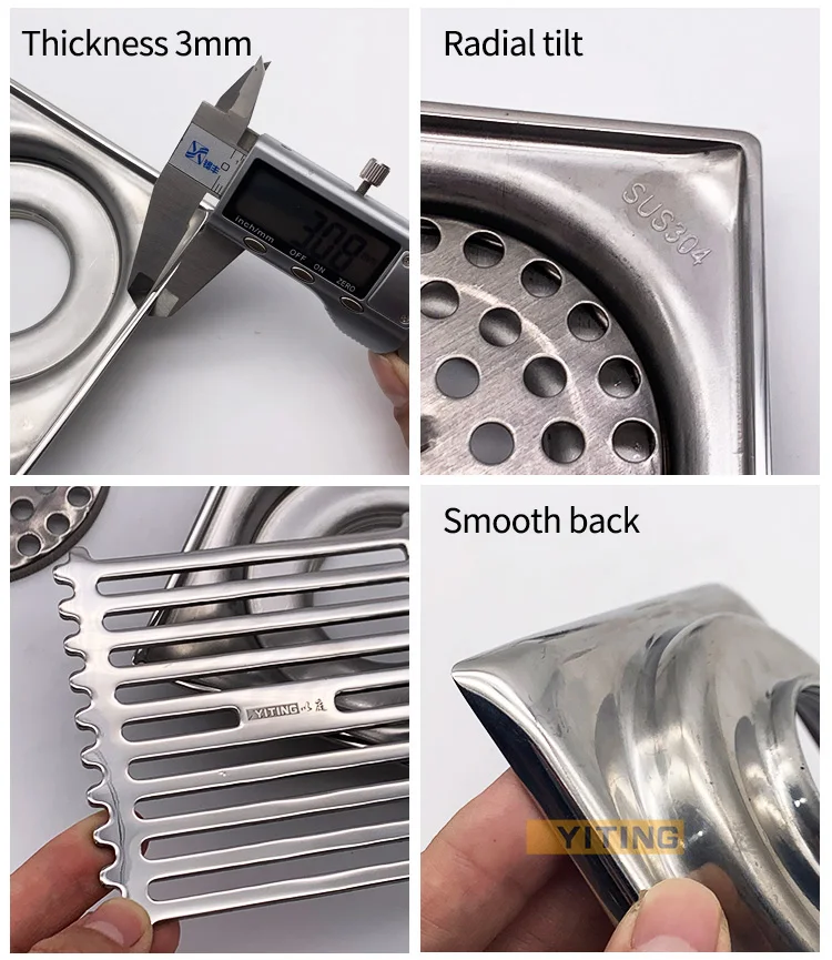 Слив для ванной и душа из нержавеющей стали 304 квадратный дренажа дезодорирующий