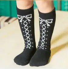 Black bow Детские гетры; ; Детские гетры до колена с рисунком Тоторо для маленьких девочек; хлопковые гетры до колена с принтом лисы - Цвет: Black bow