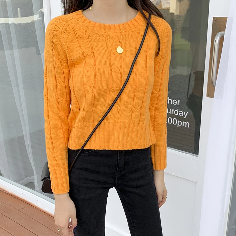 Women Sweaters Knitted Tops 2019 New Winter Casual Female Knitwear Candy Color Fashion O-Neck Woman Short Pullovers | Женская одежда