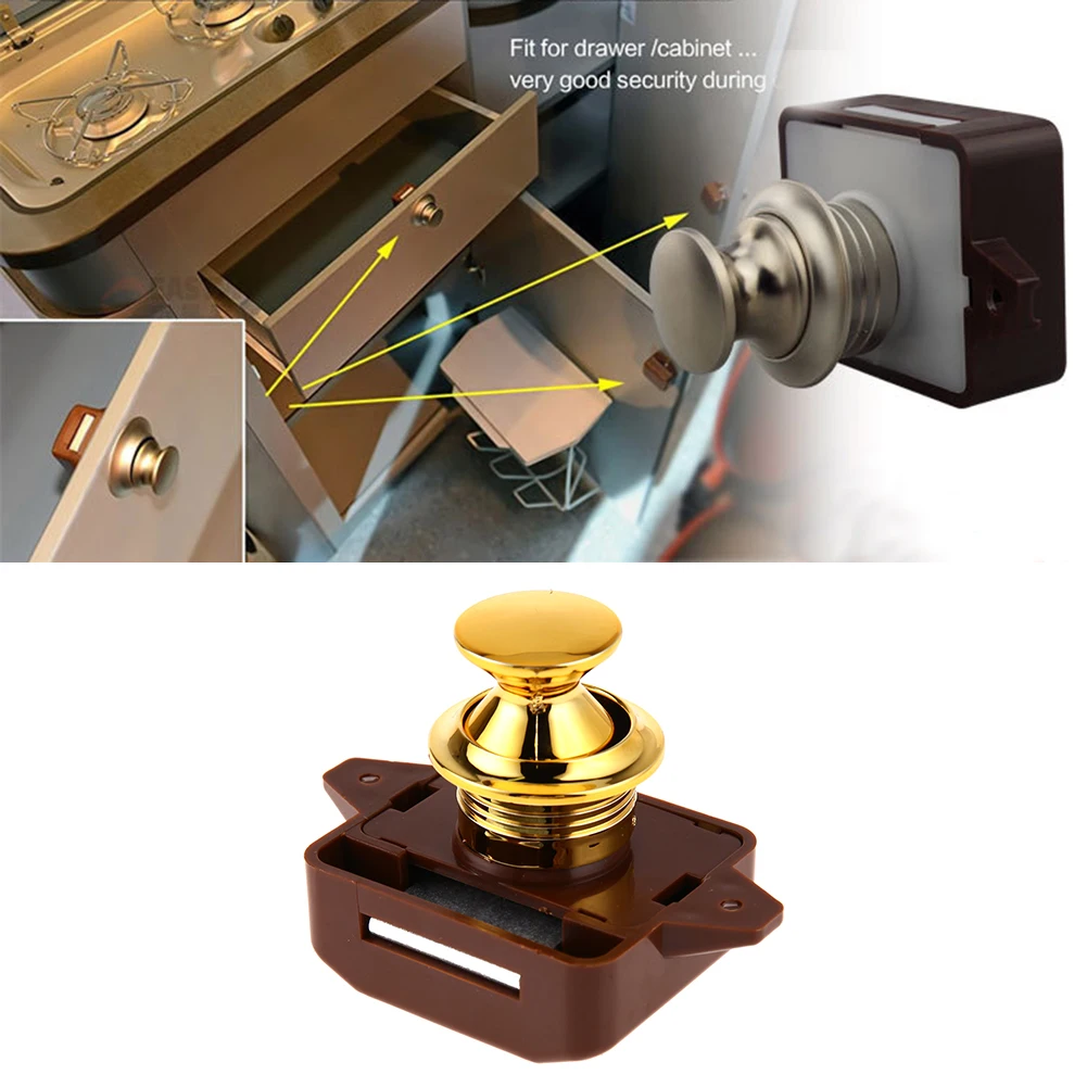 

Camper Car Push Lock RV Caravan Boat Motor Home Cabinet Drawer Latch Button Locks Furniture Door Lock Hardware Push Lock