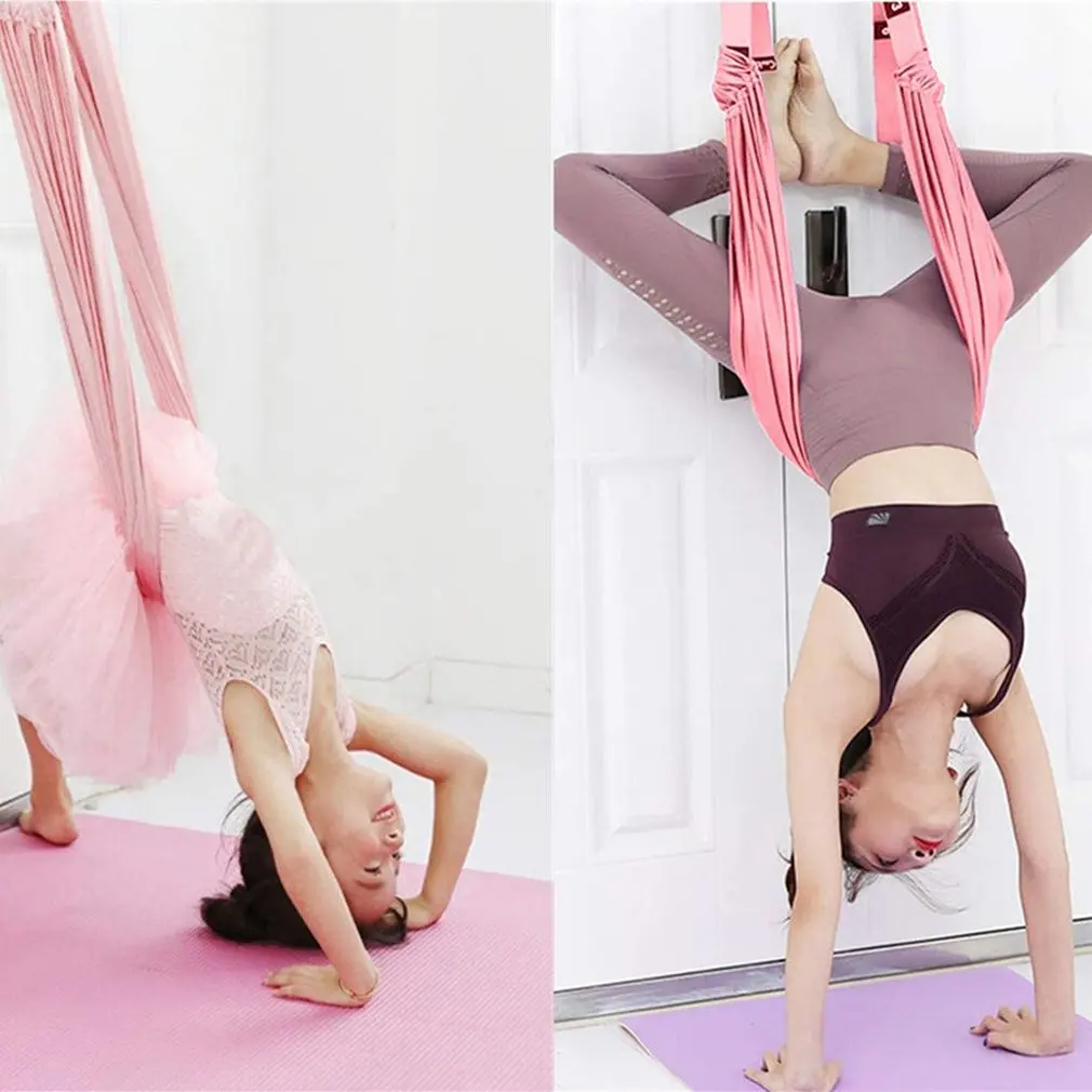 Подвесной гамак для йоги регулируемая подвесная койка аэройоги эластичная