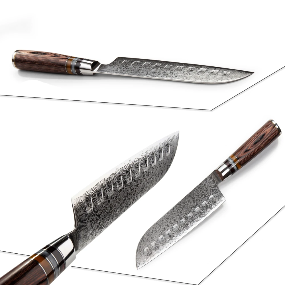 

Damascus Kitchen Knife Santoku Knives Japanese Damascus vg10 Steel 67 Layers Professional Kitchen Knives Chef's Cooking Tools