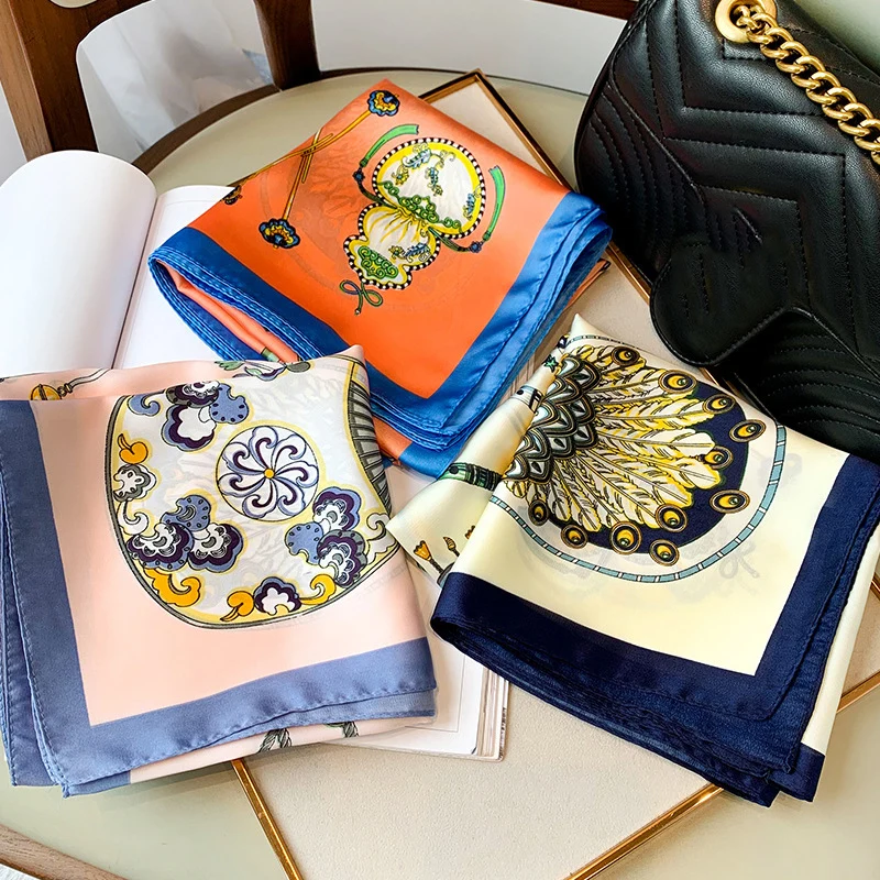 

Women Silk Bag Scarf Print Fashion Shawl Square Head Band Lady Hair Scarves Neckerchief Female Wrap Large Hijab Accessories New