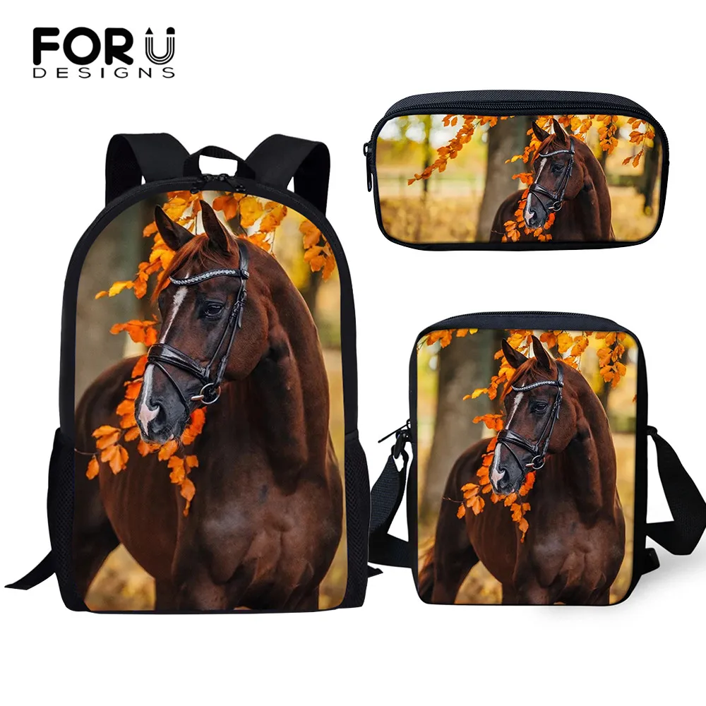 FORUDESIGNS/детский модный рюкзак с цветочным рисунком лошадей животных сумка для