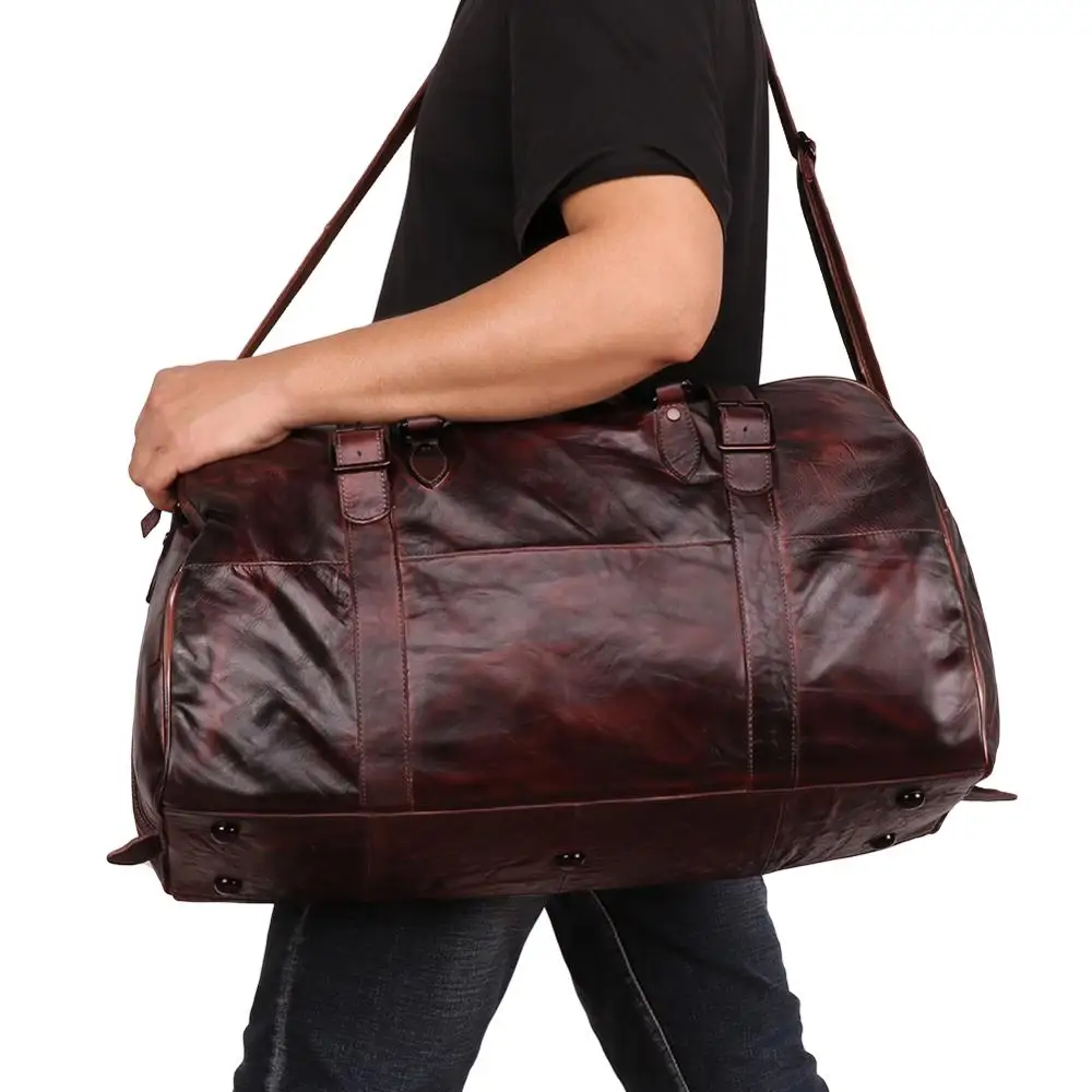 Мужская Дорожная сумка JOGUJOS из натуральной кожи вещевой мешок чемодан на плечо