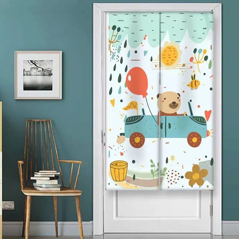 Занавеска на дверь с принтом животных тканевая перегородка полупанельная