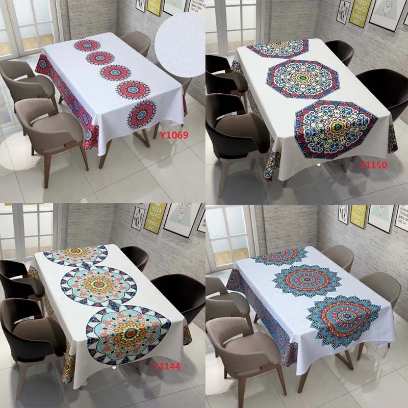 

Bohemian macrame mandala tablecloth on the table dinner waterproof anti-stain rectangular tablecloths party coffee table cover