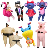 new adult kids clown inflatable costume boss sumo couples mouse cosplay costumes pink pig halloween christmas party jumpsuit