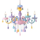 Радужные хрустальные светодиодные люстры, европейская свеча, Декор для дома Makaron лампа для принцесс, для детской спальни