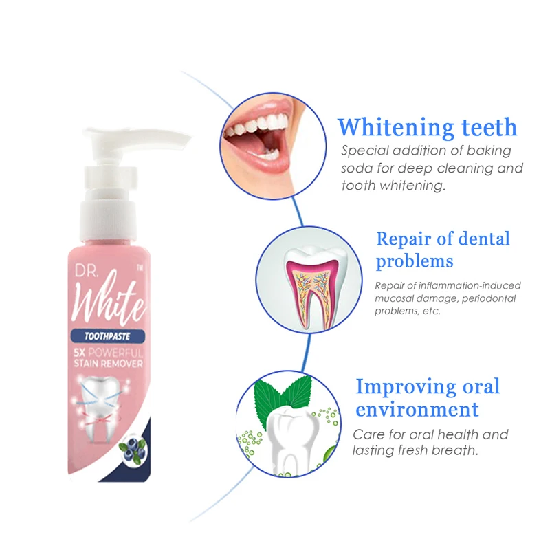 Отбеливающая зубная паста черника фруктовый вкус интенсивное удаление пятен