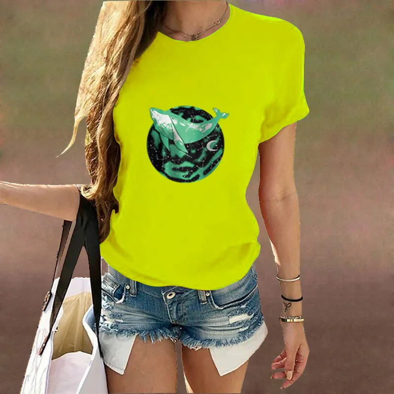 

Plus Size Women Summer Leisure Loose Personality Printed T-shirt 2021 Sexy Short Sleeve All-match Top T shirt Female Undershirt