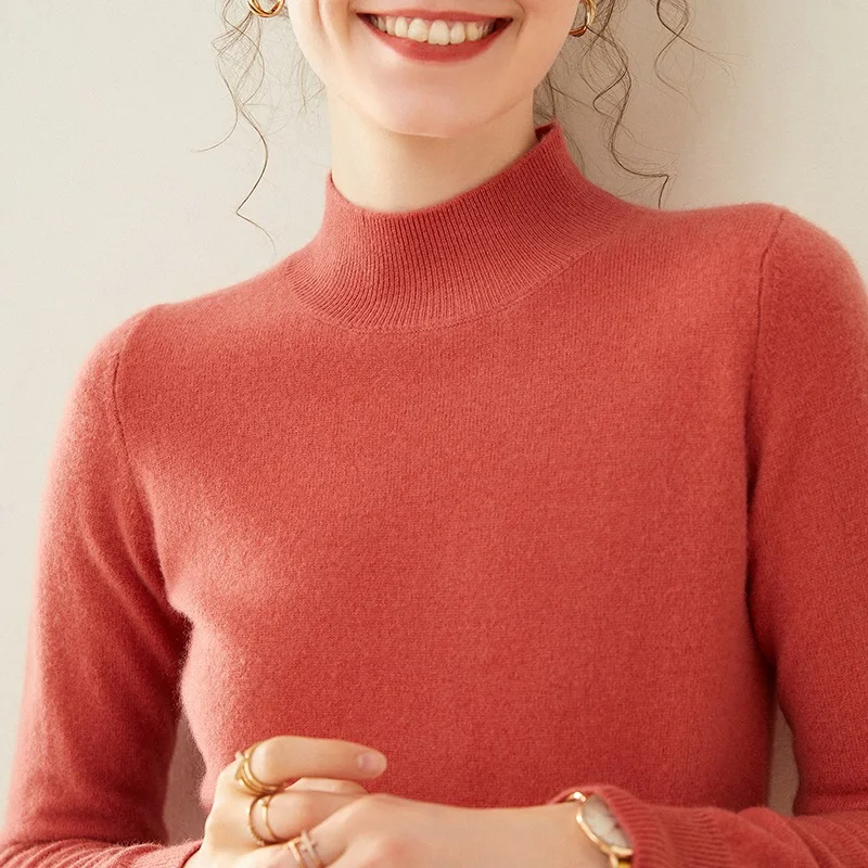 2020 new autumn and winter semi-high collar fashion pullover Australian wool bottoming shirt women's | Женская одежда