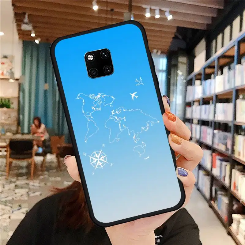 

World Map blue sky fashion Phone Case For Huawei Mate 9 10 20 Pro lite 20x nova 3e P10 plus P20 Pro Honor10 lite