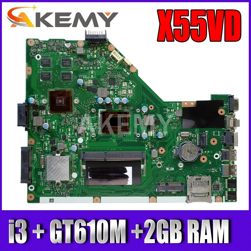 

AKemy X55VD For ASUS X55VD X55V X55C X55VDR Laptop motherboard I3-2350M CU REV.3.1 with graphic card Mainboard test good 2GB