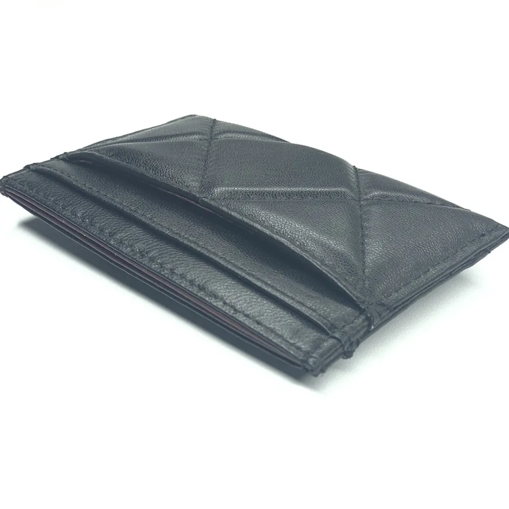 

2021 New Luxury Women's Pocket Card ID Holders Clip Sheepskin Advanced Metal Embroidery Caviar Pattern Clip Gift