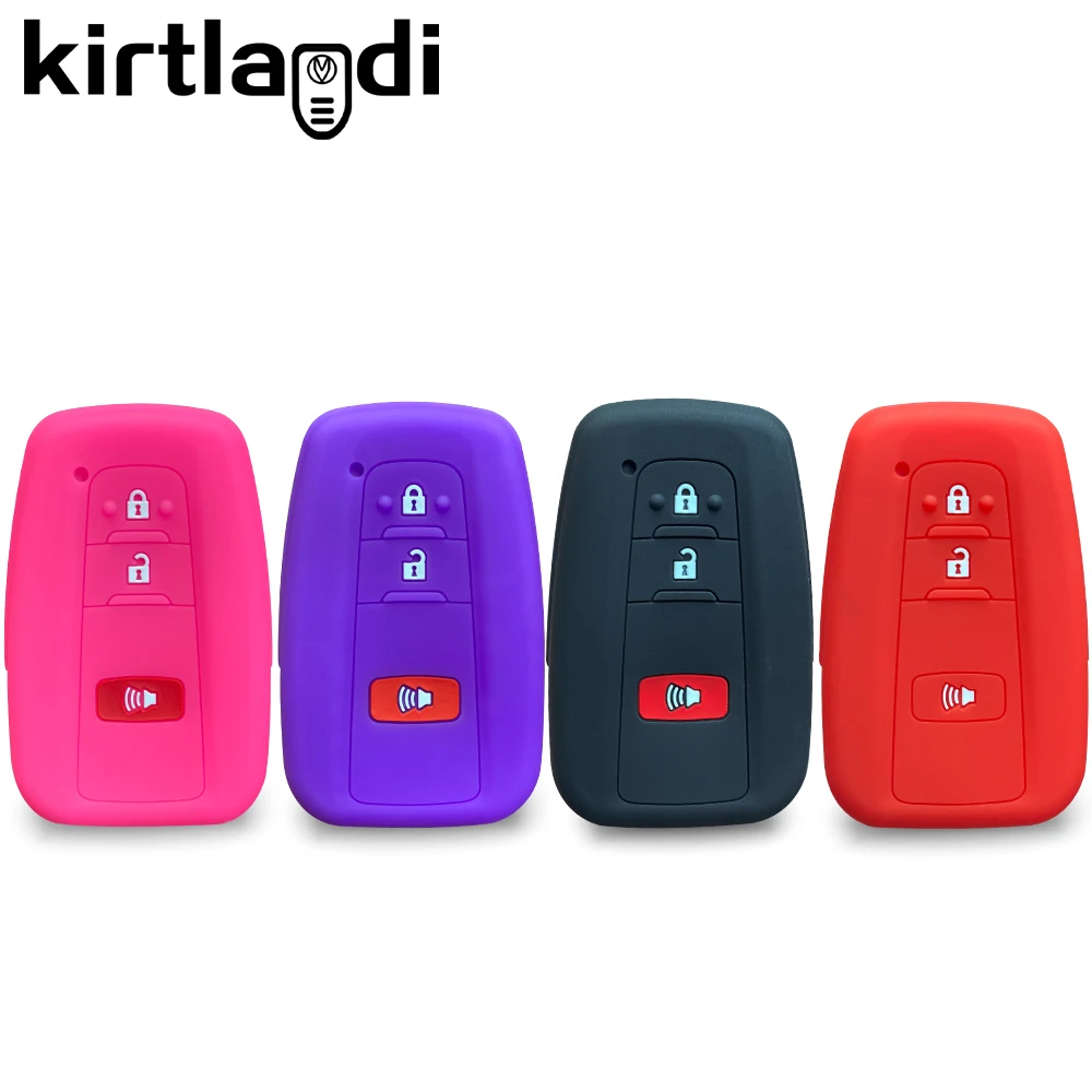 

Silicone Key Cover Holder Shell for Toyota RAV4 Prius Camry 70 Corolla Prado 2021 2020 2019 2018 2017 2016 Case Remote Control