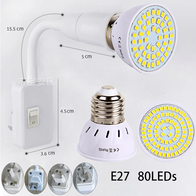 

2 pcs/set E27 LED Lamp e27 Spotlight Bulb 48 60 80leds lampara 220V bombillas led E27 Lampada Spot light 5W 7W 9W