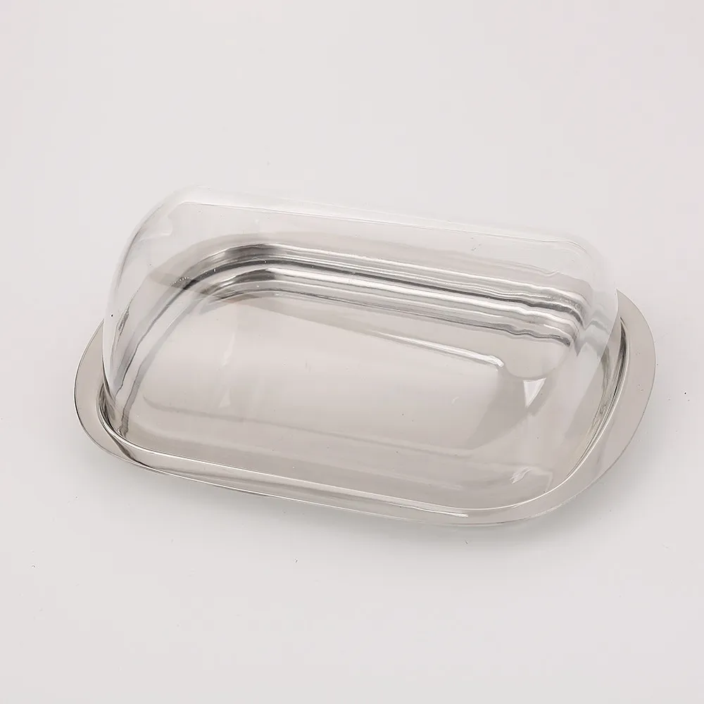 Realand NEW Stainless Steel Butter Dish Box Container Cheese Server Storage Keeper Tray with Transparent Easy Lid | Дом и сад