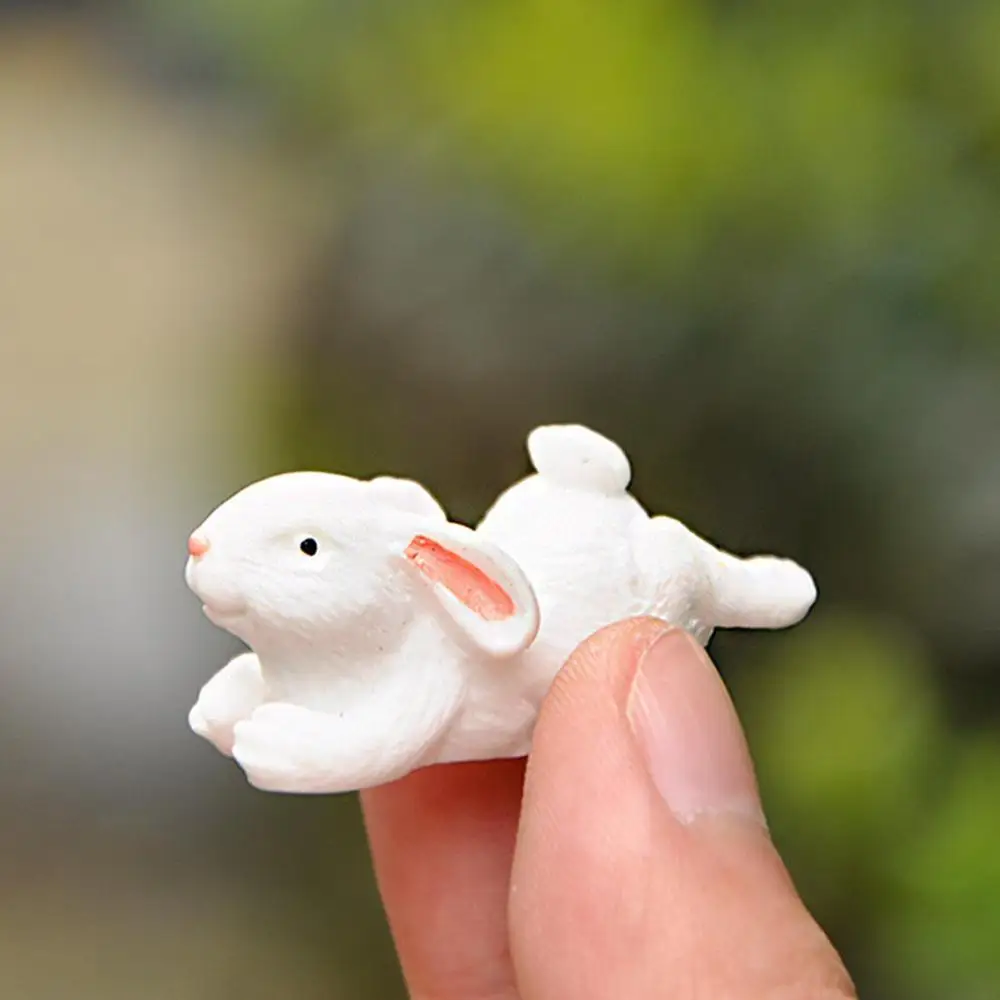 Семейная фигурка белого кролика модель животного из смолы микро-ландшафт