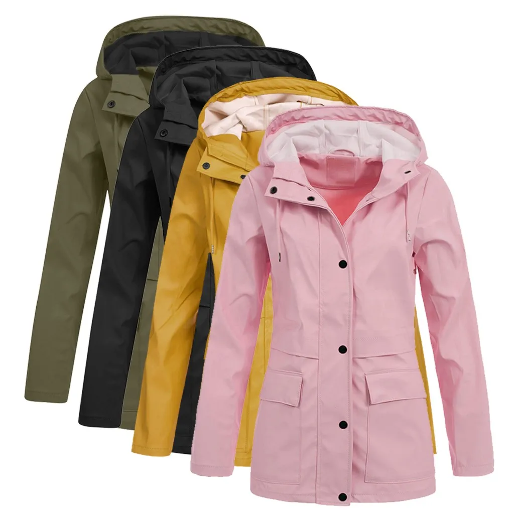 Женская негабаритная куртка-дождевик худи для улицы водонепроницаемое пальто женское ветрозащитное пальто с капюшоном на молнии Верхняя одежда женские куртки