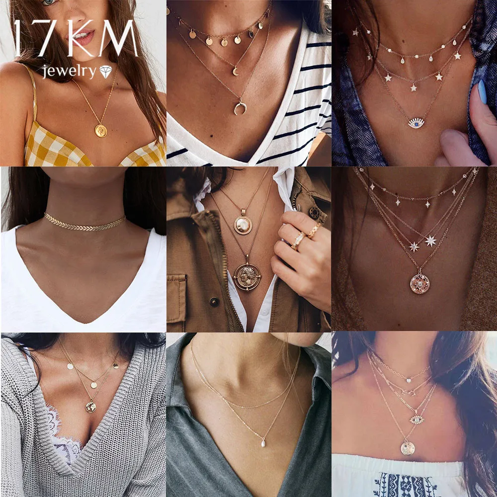 Ожерелье 17KM винтажное женское ожерелье под воротник с монетами звездой