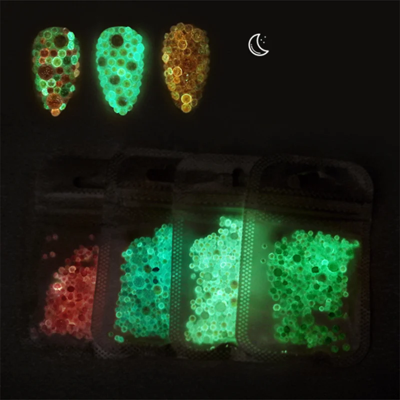 

3Packs All Size Fluorescent Luminous Rhinestones Noctilucent Stone Non Hotfix Flatback Rhinestone For 3D Nail Art Decoration