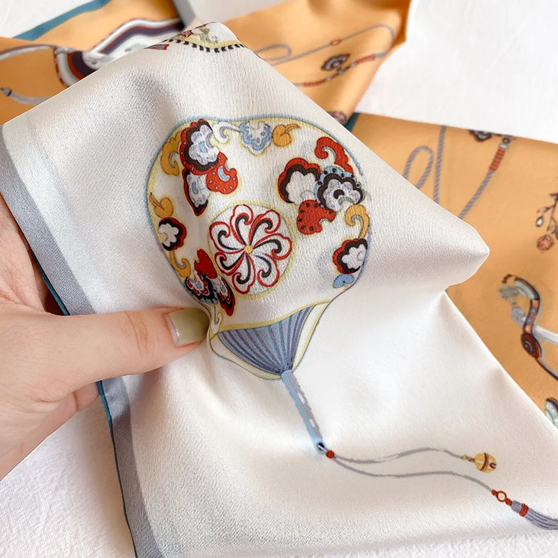 

Fan Bag Scarfs Printing Scarf Women Cute Hair Tie Band Kerchief Wrist Ribbons Fashion Head Neck Silk Satin long silk scarf