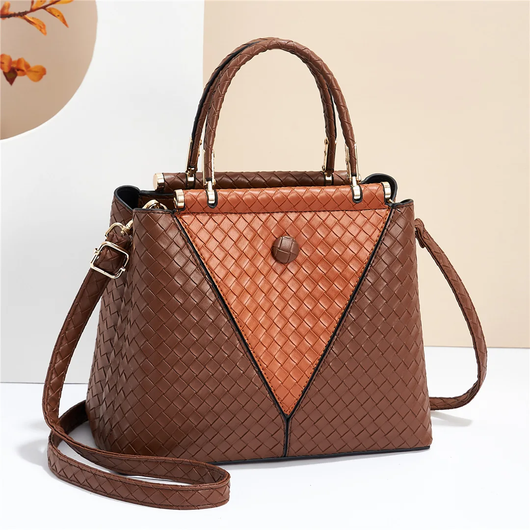 

2021 Autumn Winter Fashion Handbag Woven Simple Middle-aged Women's Bag Single Shoulder Messenger Bag