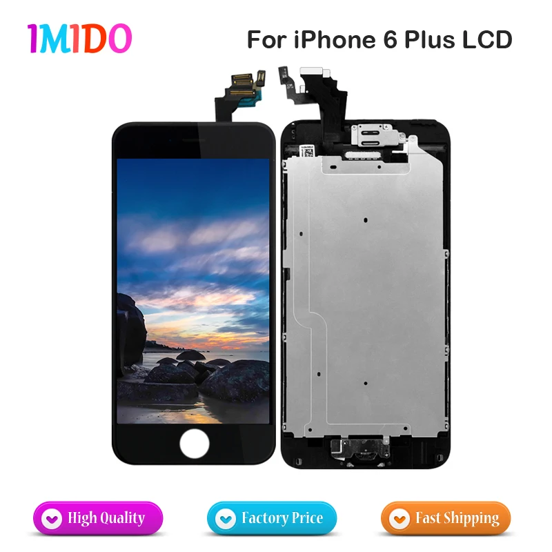 Pantalla для телефона 6 Plus lcd Черный Белый OEM с камерой динамик кнопка домой запасные части для iPhone 6plus дисплей Быстрая