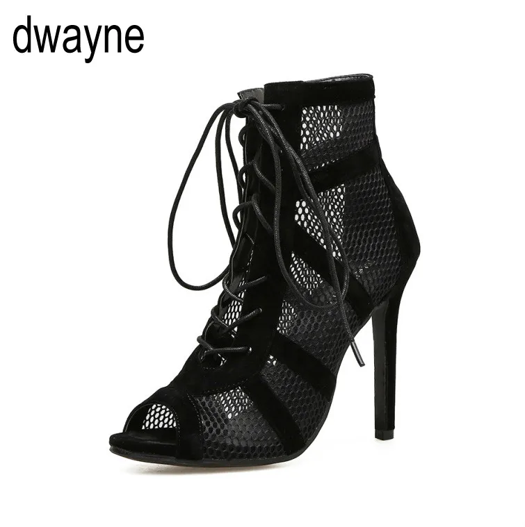 

New fashion show Black net Suede fabric Cross strap Sexy high heel sandals woman shoes pumps lace-up peep Toe Sandals tyu89