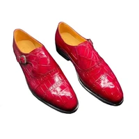 yingshang new arrival men dress shoes male formal shoes men crocodile leather men crocodile shoes red color young shoes