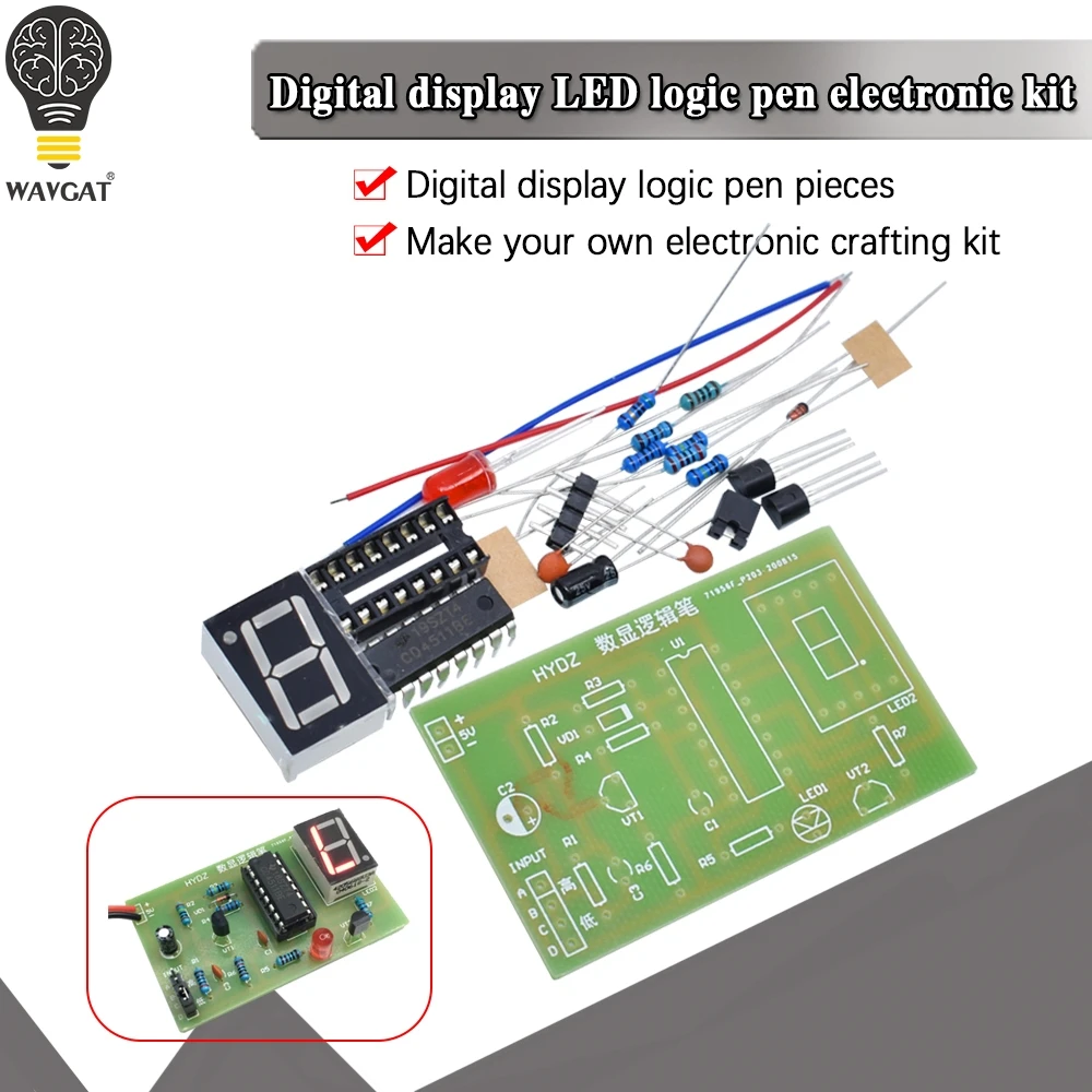 DIY LED pcb Digital Display LED Logic Pen Electronic Kit High and Low Level Test Circuit Soldering Practice Board Kit