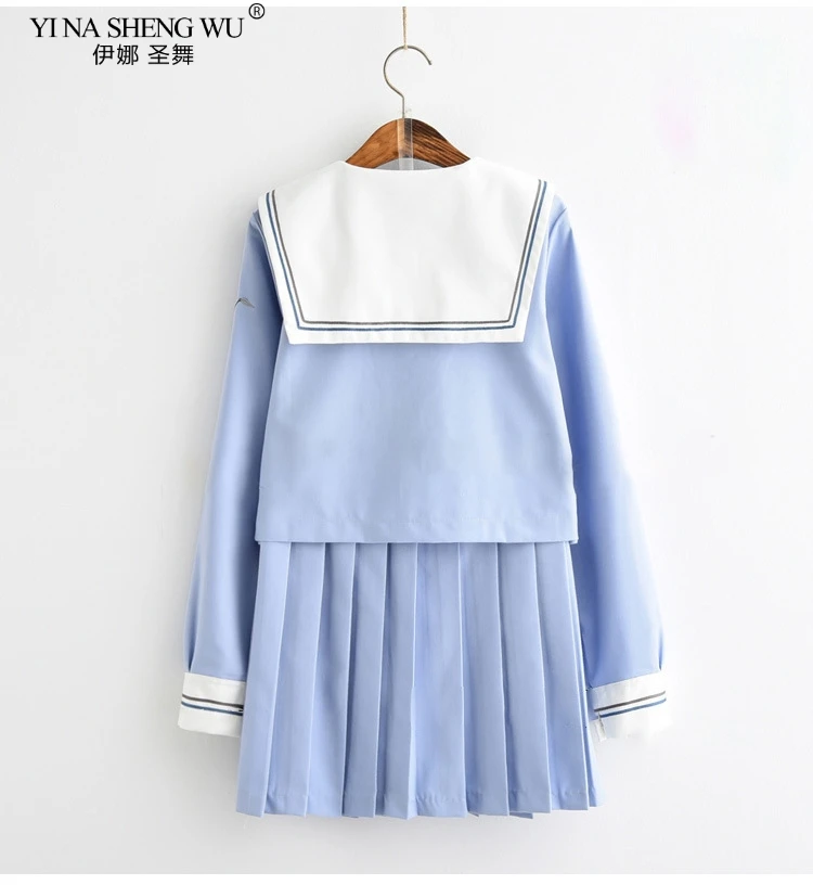 

Japanese Freah Blue Sailor Suit Female Student Girls Plaid Dress Uniform School Uniform JK Uniform College Style Sweet Cute Suit